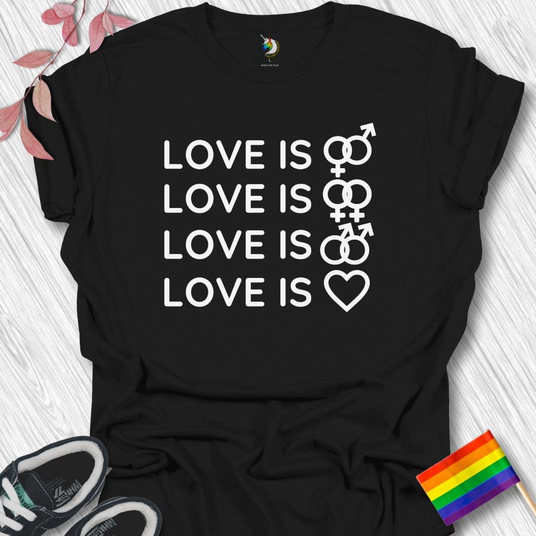 Love Is Love Symbols (Monochrome) Unisex T-Shirt