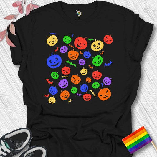 Rainbow Pumpkins & Bats Unisex T-Shirt