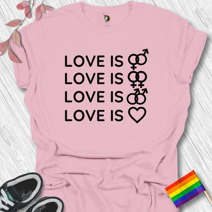 Love Is Love Symbols (Monochrome) Unisex T-Shirt