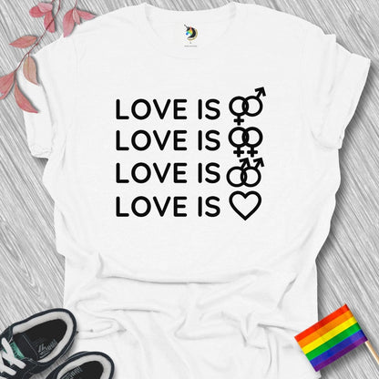 Love Is Love Symbols (Monochrome) Unisex T-Shirt